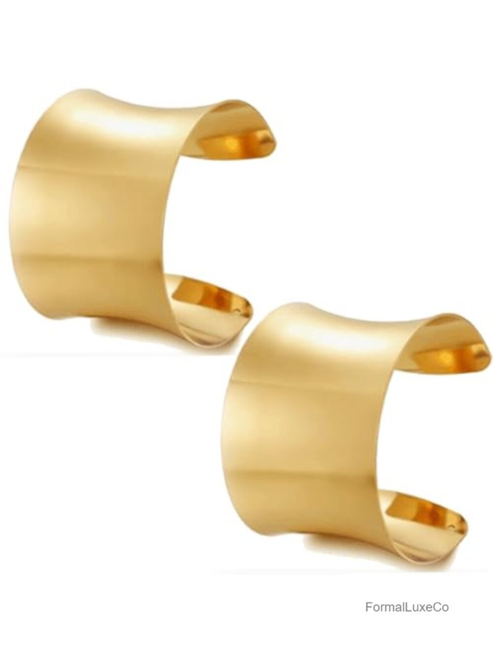 2 Pcs Gold Chunky Cuff Bracelets Set Open Wide Bangle Minimalist Statement Punk